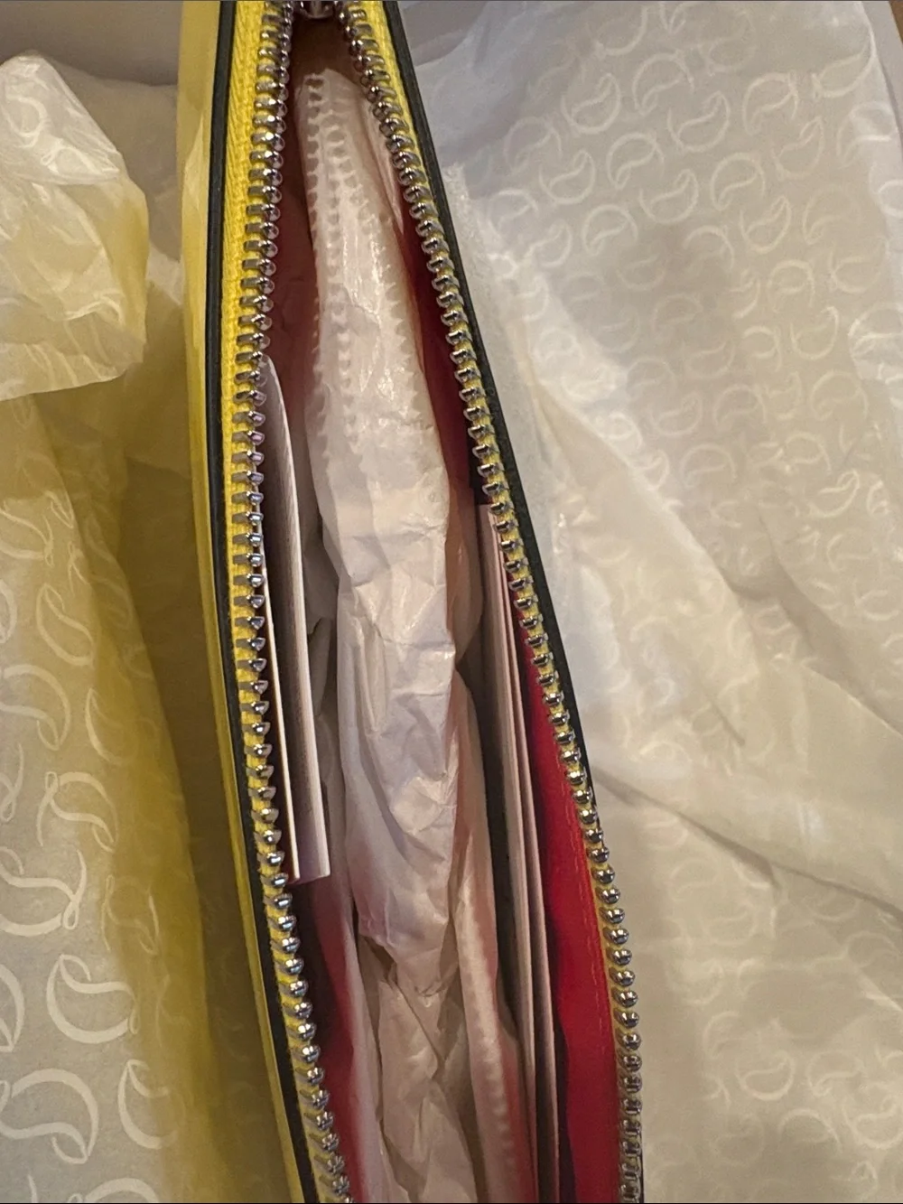 Christian Louboutin Patent Yellow Zip Wristlet Clutch